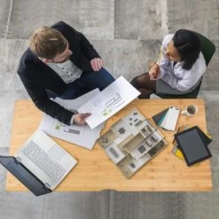 Itopfox Modern Bamboo Computer Desk With 2 Drawers, Home Office Study Table, Simple Makeup Workstation For Gaming, Dressing, And Working -Itopfox Shop GUEST 9b56d965 0dd7 499b b424 d22846ddcf39