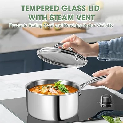 Itopfox 3 Ply Stainless Steel 11-Piece Cookware Set With Lids, Pots And Pans, Non-Toxic, Induction, Oven, Dishwasher Safe, Professional Chef Quality 1 Itopfox 3 Ply Stainless Steel 11-Piece Cookware Set With Lids, Pots And Pans, Non-Toxic, Induction, Oven, Dishwasher Safe, Professional Chef Quality