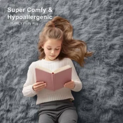 Itopfox Soft Fluffy Shaggy Area Rug For Living Room, Bedroom, Kids, Girls, Boys, Dorms, Nursery Rooms, Home Decor Aesthetic, Machine Washable, Grey -Itopfox Shop GUEST 9b9c13c4 df41 4edd 9f92 2d74bbebf16e