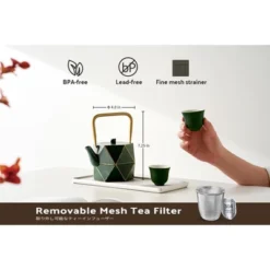 Itopfox Stovetop Safe Japanese Cast Iron Tea Kettle, Diamond Design Teapot With Removable Infuser For Loose Leaf Tea, Dark Green -Itopfox Shop GUEST 9ccc53c0 fa04 472c a7d6 59228d9aefb5
