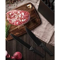 Itopfox 15-Piece Kitchen Knife Set With Block, Self-Sharpening, Dishwasher Safe, Includes 6 Steak Knives, Anti-Slip Handle, Black -Itopfox Shop GUEST 9cec2352 dd45 4f38 95f9 031b28692b59