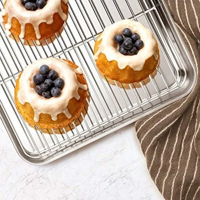 Itopfox Stainless Steel Bakeware Set, 9-Piece For Cake Cookie Loaf Muffin, Includes Round Square Rectangle Pans With Lid & Rack, Dishwasher Safe 5 Itopfox Stainless Steel Bakeware Set, 9-Piece For Cake Cookie Loaf Muffin, Includes Round Square Rectangle Pans With Lid & Rack, Dishwasher Safe - Image 5