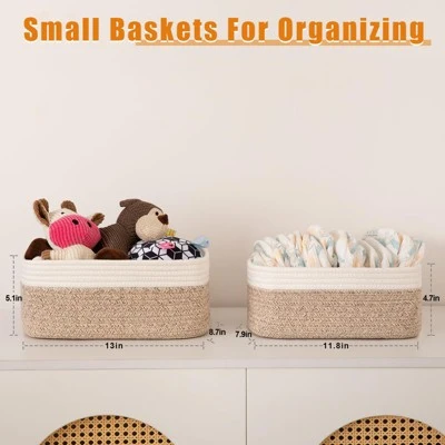 Itopfox 4 Pack Woven Storage Baskets, Small Decorative Bins For Shelves Organizer Baskets For Home, Office, Baby Room, Living Room, Bedroom, Bathroom 1 Itopfox 4 Pack Woven Storage Baskets, Small Decorative Bins For Shelves Organizer Baskets For Home, Office, Baby Room, Living Room, Bedroom, Bathroom