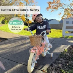 Itopfox Retro Cruiser Girls Bike For Children Ages 3-5 Years Old, Kids Bicycle With Wicker Basket & Training Wheels, Peach -Itopfox Shop GUEST 9fd78cfd d188 4ec8 87f5 329502c88f85
