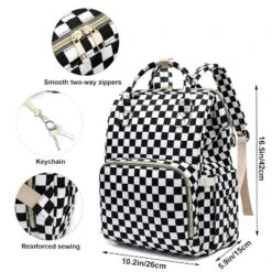 Itopfox Checkered Waterproof Diaper Backpack For Baby Girls And Moms, Large Nappy Bag With Insulated Bottle Pockets -Itopfox Shop GUEST a134252a 6795 4dbd 814e 47c3286b1434