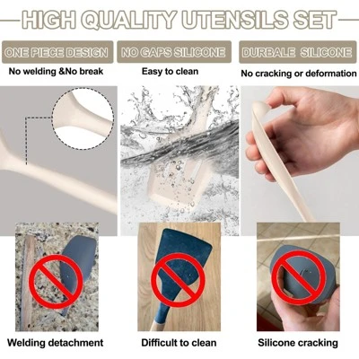 Itopfox 22-Piece Silicone Kitchen Utensil Set, Heat Resistant Cooking Tools With Spatula, Spoon, Whisk, Dishwasher Safe Gadgets For Nonstick Cookware 5 Itopfox 22-Piece Silicone Kitchen Utensil Set, Heat Resistant Cooking Tools With Spatula, Spoon, Whisk, Dishwasher Safe Gadgets For Nonstick Cookware - Image 5