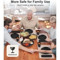 Itopfox 24-Piece Dinnerware Set For 6, Unbreakable Wheat Straw Plates & Bowls, Dishwasher & Microwave Safe, RV, Beach House & Daily Use, Black -Itopfox Shop GUEST a2607824 0208 4583 b2b3 f1be6aca9715