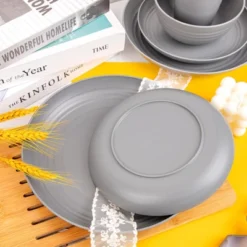 Itopfox 48-Piece Grey Wheat Straw Dinnerware Set Unbreakable Plates, Bowls, And Cups For 12, Dishwasher Safe, Perfect For Camping, BBQs & Gatherings -Itopfox Shop GUEST a356ef87 4620 4c52 812a 3c6236ca1dc8