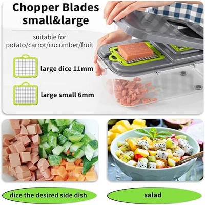 Itopfox 22-in-1 Vegetable Chopper With Container, Multi-Purpose Veggie Dicer & Food Cutter For Onion, Tomato, Includes 13 Blades & Lemon Squeezer 2 Itopfox 22-in-1 Vegetable Chopper With Container, Multi-Purpose Veggie Dicer & Food Cutter For Onion, Tomato, Includes 13 Blades & Lemon Squeezer - Image 2