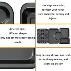 Itopfox Kitchen 5-Piece Nonstick Bakeware Set With Round & Square Cake Pans, Muffin Pan, Loaf Pan, Roast Pan For Baking -Itopfox Shop GUEST a4a5798e 6f19 437c 9dd9 88631216c382