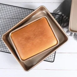 Itopfox Nonstick Deep Baking Pans Set, Rectangle Cake Pan, Stackable Bakeware Set Of 3, Oven Trays For Baking, Gold -Itopfox Shop GUEST a4c227ad aa72 4869 9c76 974033060d5a