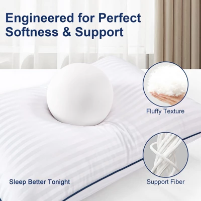 Itopfox Soft Queen Size Pillows Set Of 2, Fluffy & Supportive Bed Pillows For Back Stomach Side Sleepers Filled With Down Alternative, Luxury Pillows 1 Itopfox Soft Queen Size Pillows Set Of 2, Fluffy & Supportive Bed Pillows For Back Stomach Side Sleepers Filled With Down Alternative, Luxury Pillows