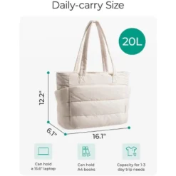 Itopfox Lightweight Puffy Tote Bag With Compartments, Quilted Shoulder Handbag For Women, Travel, Work, Gym, Beach -Itopfox Shop GUEST a657d044 2801 4fd0 bf76 465214742eba