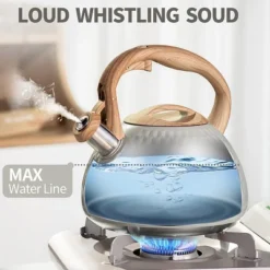 Itopfox Tea Kettle With Wood Pattern Handle, Loud Whistle, Food Grade Stainless Steel, Anti-Hot Handle, Rust-Resistant, Suitable For All Heat Sources -Itopfox Shop GUEST a6846d04 35ff 4678 9388 d044a3848c47