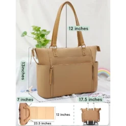 Itopfox Neoprene Diaper Bag Tote With Changing Station, 14 Pockets Large Capacity Travel Baby Bag, Convertible Diaper Tote, Brown -Itopfox Shop GUEST a68d42ee fbb3 486f 9a56 3e9ffee8f988