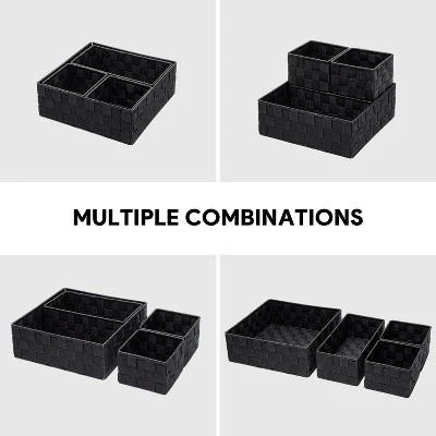 Itopfox Woven Storage Baskets For Organizing, Small Black Cube Bin Container Tote Organizer Divider For Drawer, Closet, Shelf, Dresser, Set Of 4 1 Itopfox Woven Storage Baskets For Organizing, Small Black Cube Bin Container Tote Organizer Divider For Drawer, Closet, Shelf, Dresser, Set Of 4