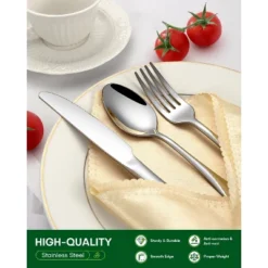 Itopfox 24-Piece Silverware Set With Steak Knives, Stainless Steel Flatware Set For 4, Includes Spoons, Knives, Dishwasher Safe For Home & Restaurant 10 Itopfox 24-Piece Silverware Set With Steak Knives, Stainless Steel Flatware Set For 4, Includes Spoons, Knives, Dishwasher Safe For Home & Restaurant -Itopfox Shop GUEST a8ed895a 8eff 472a bf82 ae5a88830d56 1
