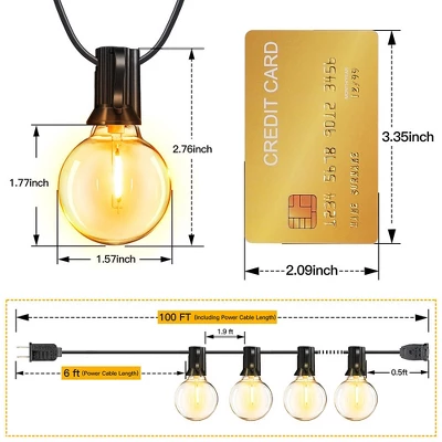 Itopfox 100FT Outdoor String Lights, Waterproof Connectable Shatterproof Outside Light With 50 Edison Spare LED Bulbs Plug In Patio Lights For Indoor 3 Itopfox 100FT Outdoor String Lights, Waterproof Connectable Shatterproof Outside Light With 50 Edison Spare LED Bulbs Plug In Patio Lights For Indoor - Image 3
