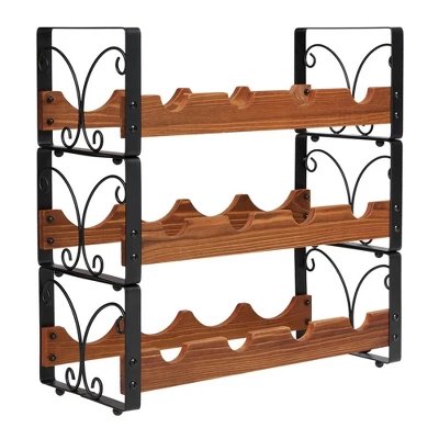 Itopfox 3-Tier Stackable Wine Rack For Cabinet, Solid Wood & Wrought Iron Wine Bottle Holder, Kitchen Bar Dining Room Storage Shelf 10 Itopfox 3-Tier Stackable Wine Rack For Cabinet, Solid Wood & Wrought Iron Wine Bottle Holder, Kitchen Bar Dining Room Storage Shelf - Image 10