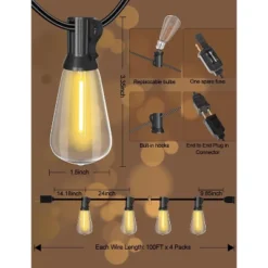 Itopfox Outdoor String Lights Waterproof 400FT Shatterproof Patio Lights With 212 Vintage Dimmable LED Edison Bulbs For Backyard Fence Garden -Itopfox Shop GUEST aa2a5000 67db 425e 8288 51cb991166e3