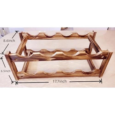 Itopfox 8-Bottle Wine Rack - Premium Carbonized Pine Wood, Two-Tier Countertop Design For Kitchen, Dining Room Or Bar 1 Itopfox 8-Bottle Wine Rack - Premium Carbonized Pine Wood, Two-Tier Countertop Design For Kitchen, Dining Room Or Bar