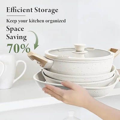 Itopfox 19-Piece Non-Stick Ceramic Cookware Set With Removable Handles, Induction Safe, Oven & Dishwasher Safe, PFAS/PTFE/PFOA Free, Cream White 1 Itopfox 19-Piece Non-Stick Ceramic Cookware Set With Removable Handles, Induction Safe, Oven & Dishwasher Safe, PFAS/PTFE/PFOA Free, Cream White