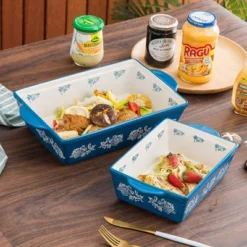 Itopfox 3-Piece Ceramic Baking Dish Set For Lasagna, Casseroles, Gratin & Desserts, Oven, Microwave & Freezer Safe, Rose Pattern Design -Itopfox Shop GUEST af466414 53d6 42b4 904e 63925a1c664c