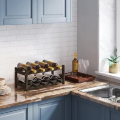 Itopfox Freestanding 2-Tier Bamboo Wine Rack For 8 Bottles, Countertop Cabinet Holder, Storage Shelf For Bar, Pantry, Wine Cellar, Basement -Itopfox Shop GUEST afd7d0f4 7a6e 4321 b39c 4d09649d40d4