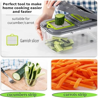 Itopfox 22-in-1 Vegetable Chopper With Container, Multi-Purpose Veggie Dicer & Food Cutter For Onion, Tomato, Includes 13 Blades & Lemon Squeezer 5 Itopfox 22-in-1 Vegetable Chopper With Container, Multi-Purpose Veggie Dicer & Food Cutter For Onion, Tomato, Includes 13 Blades & Lemon Squeezer - Image 5