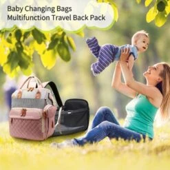 Itopfox Waterproof 3-in-1 Baby Diaper Backpack With Foldable Changing Pad, Large Capacity, USB Port, Pink-Grey -Itopfox Shop GUEST b169adad 818b 47b3 b60e 34ddfd40744b