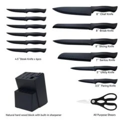 Itopfox 15-Piece Kitchen Knife Set With Block, Self-Sharpening, Dishwasher Safe, Anti-Slip Handle, Black -Itopfox Shop GUEST b27e698c 34bd 4cf1 95b1 28274283724f