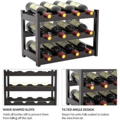 Itopfox Bamboo Wine Rack Countertop, 3-Tier 12 Bottles Wine Storage Shelf For Kitchen Pantry Cabinet - Dark Brown -Itopfox Shop GUEST b2fa29c1 3403 4808 9066 311fd1e89372