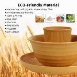 Itopfox Wheat Straw Dinnerware Set, 36-Piece Unbreakable Plates & Bowls, Eco-Friendly & Microwave Safe, Ideal For Camping, Picnics & Home Use -Itopfox Shop GUEST b336365f f144 43fa b30f dcd1ab57cc77