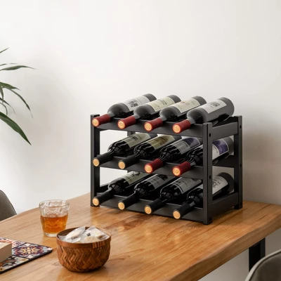 Itopfox 3-Tier Bamboo Wine Rack, Sturdy And Durable Wine Storage Cabinet Shelf For Pantry, Kitchen, Holds 12 Bottles Securely 1 Itopfox 3-Tier Bamboo Wine Rack, Sturdy And Durable Wine Storage Cabinet Shelf For Pantry, Kitchen, Holds 12 Bottles Securely