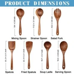 Itopfox Wooden Non-Stick Kitchen Utensil Set - 7-Piece Natural Teak Spatula, Spoon, Salad Fork, And More For Cooking And Serving -Itopfox Shop GUEST b5f66880 1e45 4860 b355 6b8ba0ac5aa6