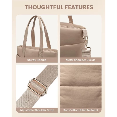 Itopfox Puffer Baby Diaper Tote Bag With Changing Pad & Pacifier Case, Waterproof & Lightweight For Travel, 15.6inch 1 Itopfox Puffer Baby Diaper Tote Bag With Changing Pad & Pacifier Case, Waterproof & Lightweight For Travel, 15.6inch