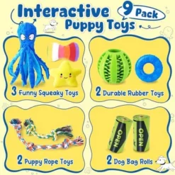 Itopfox 9-Pack Interactive Puppy Dog Toys For Small Dogs, No-Stuffing Squeaky Octopus-Shaped Toy, Cute Plush & Chew Toys For Teething Puppies -Itopfox Shop GUEST b707f109 2f76 470b a353 fa6683e80b7d