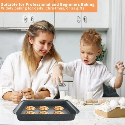 Itopfox 5-Piece Nonstick Bakeware Set With Grey Marble Coating, Carbon Steel Baking Pans For Oven, Includes Round & Square Cake Pan, Muffin Tin 7 Itopfox 5-Piece Nonstick Bakeware Set With Grey Marble Coating, Carbon Steel Baking Pans For Oven, Includes Round & Square Cake Pan, Muffin Tin - Image 7