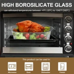 Itopfox 3Qt Glass Casserole Dish With Lid, Ribbed Oval Baking Dish For Oven & Microwave, Clear Lead-Free Covered Cookware, Deep Food Container -Itopfox Shop GUEST b846483d 21ba 45b3 a2d3 2bc99fb3554a