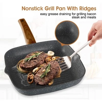 Itopfox Kitchen Academy Induction Cookware Set - 17 Piece Non-Stick Cooking Pan Set, Black Granite Pots And Pans Set For All Stovetops 4 Itopfox Kitchen Academy Induction Cookware Set - 17 Piece Non-Stick Cooking Pan Set, Black Granite Pots And Pans Set For All Stovetops - Image 4