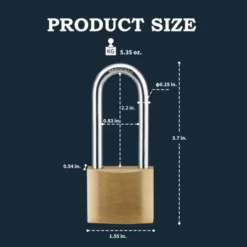 Itopfox Solid Brass Padlock With Key, Secure Gate Lock For Outdoor Fence, Shed, Storage, Garage, Durable And Weather-Resistant