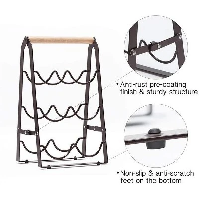 Itopfox Wine Rack, 6 Bottle Wooden Countertop Free Standing Shelf, 3 Tier Bottle Holder Stand For Home Bar Tabletop, Kitchen Storage 5 Itopfox Wine Rack, 6 Bottle Wooden Countertop Free Standing Shelf, 3 Tier Bottle Holder Stand For Home Bar Tabletop, Kitchen Storage - Image 5