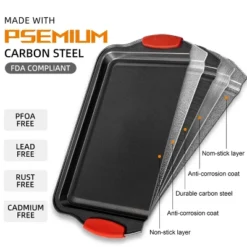 Itopfox 15-Piece Premium Nonstick Bakeware Set With Cookie Sheets, Muffin Pan, Cake Pan & Kitchen Utensils - Black