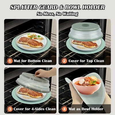 Itopfox 2 In 1 Silicone Microwave Splatter Cover & Mat, Multi-use Kitchen Trivet, Pot Holder, Drying & Baking Pad, Utensil Rest, Counter Protector 2 Itopfox 2 In 1 Silicone Microwave Splatter Cover & Mat, Multi-use Kitchen Trivet, Pot Holder, Drying & Baking Pad, Utensil Rest, Counter Protector - Image 2