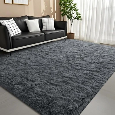 Itopfox Fluffy Dark Grey Area Rug For Bedroom Living Room, Soft Plush Shaggy Deep Gray Kids Rug, Non-Slip And Machine Washable Carpet For Dorm Decor 7 Itopfox Fluffy Dark Grey Area Rug For Bedroom Living Room, Soft Plush Shaggy Deep Gray Kids Rug, Non-Slip And Machine Washable Carpet For Dorm Decor - Image 7