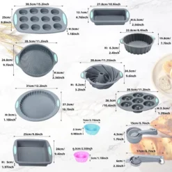 Itopfox 49-Piece Silicone Bakeware Set, Heat-Resistant Nonstick Baking Pans For Cake, Bread, Muffin, Includes Measuring Cups & Spoons, Light Grey -Itopfox Shop GUEST bdaae813 2f14 414e a2ca 04af4cf57b24