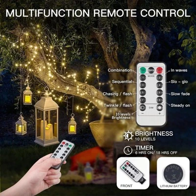 Itopfox 200 LED Outdoor String Lights, Warm White Christmas Fairy Light With Remote, Twinkle Lights For Bedroom, Dorm, Patio, Tapestry, Backyard 1 Itopfox 200 LED Outdoor String Lights, Warm White Christmas Fairy Light With Remote, Twinkle Lights For Bedroom, Dorm, Patio, Tapestry, Backyard