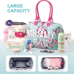 Itopfox Floral Mommy Bag 3-Piece Set, Large Capacity Waterproof Tote For Hospital, Travel, And Daily Use With Organizer Pouches (Blue Floral) -Itopfox Shop GUEST bf5e4121 4cd8 4c6d 8bb6 b2fb87cb8b87
