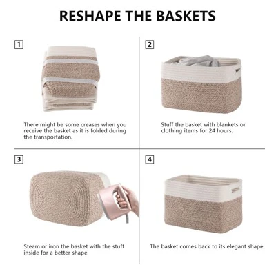 Itopfox 4 Pack Woven Storage Baskets For Organizing Toys, Books, Towels, And Clothes - Durable And Stylish Gift Basket Bins For Shelves 5 Itopfox 4 Pack Woven Storage Baskets For Organizing Toys, Books, Towels, And Clothes - Durable And Stylish Gift Basket Bins For Shelves - Image 5