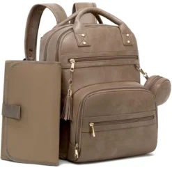 Itopfox Vegan Leather Diaper Backpack With Waterproof Changing Pad, 20 Pockets, Fits 15.6" Laptop, Stroller Straps, Taupe 11 Itopfox Vegan Leather Diaper Backpack With Waterproof Changing Pad, 20 Pockets, Fits 15.6" Laptop, Stroller Straps, Taupe -Itopfox Shop GUEST c00b648d e923 4293 8916 b61ffdd2b21a